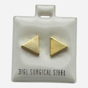 14K Gold Plated Surgical Steel Triangle Stud Earrings Hypoallergenic 6x6mm